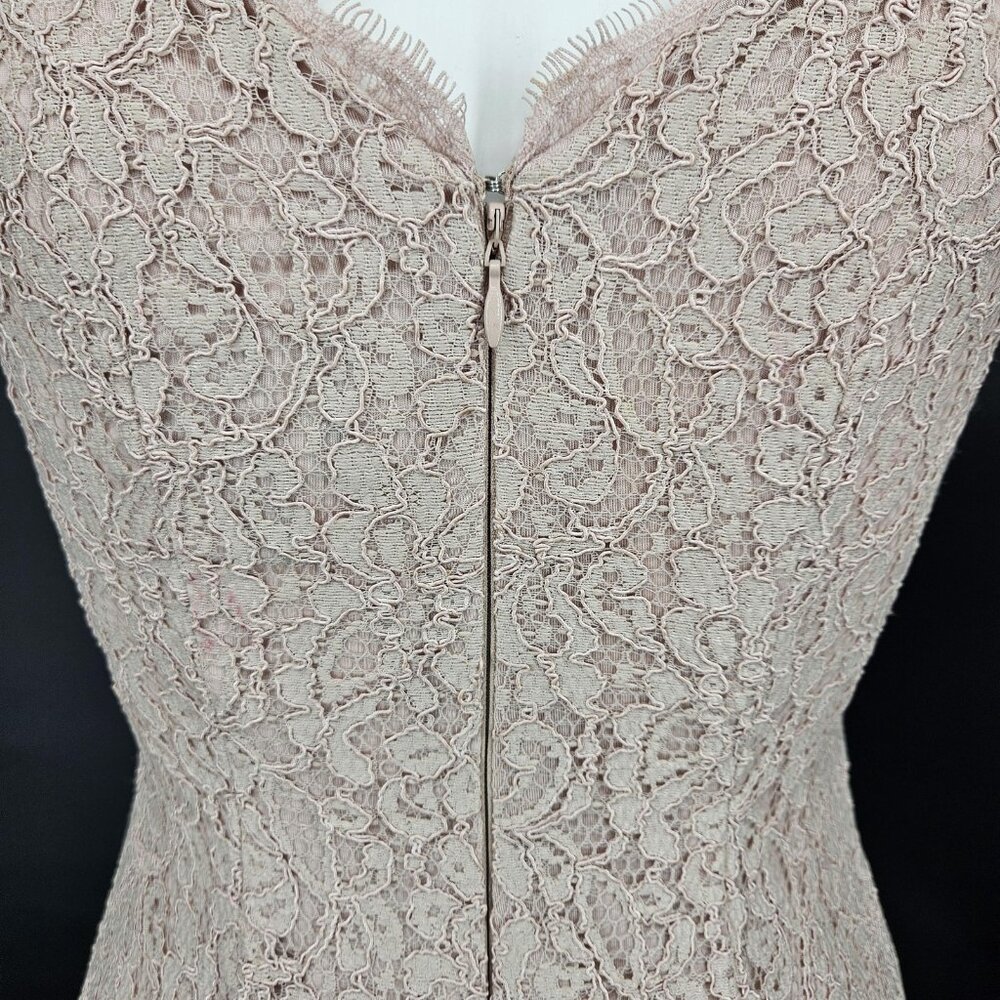 Adrianna Papell Dress Formal Gown 2 Pink Champagne Lace Sleeveless Sheath Maxi - Picture 9 of 16